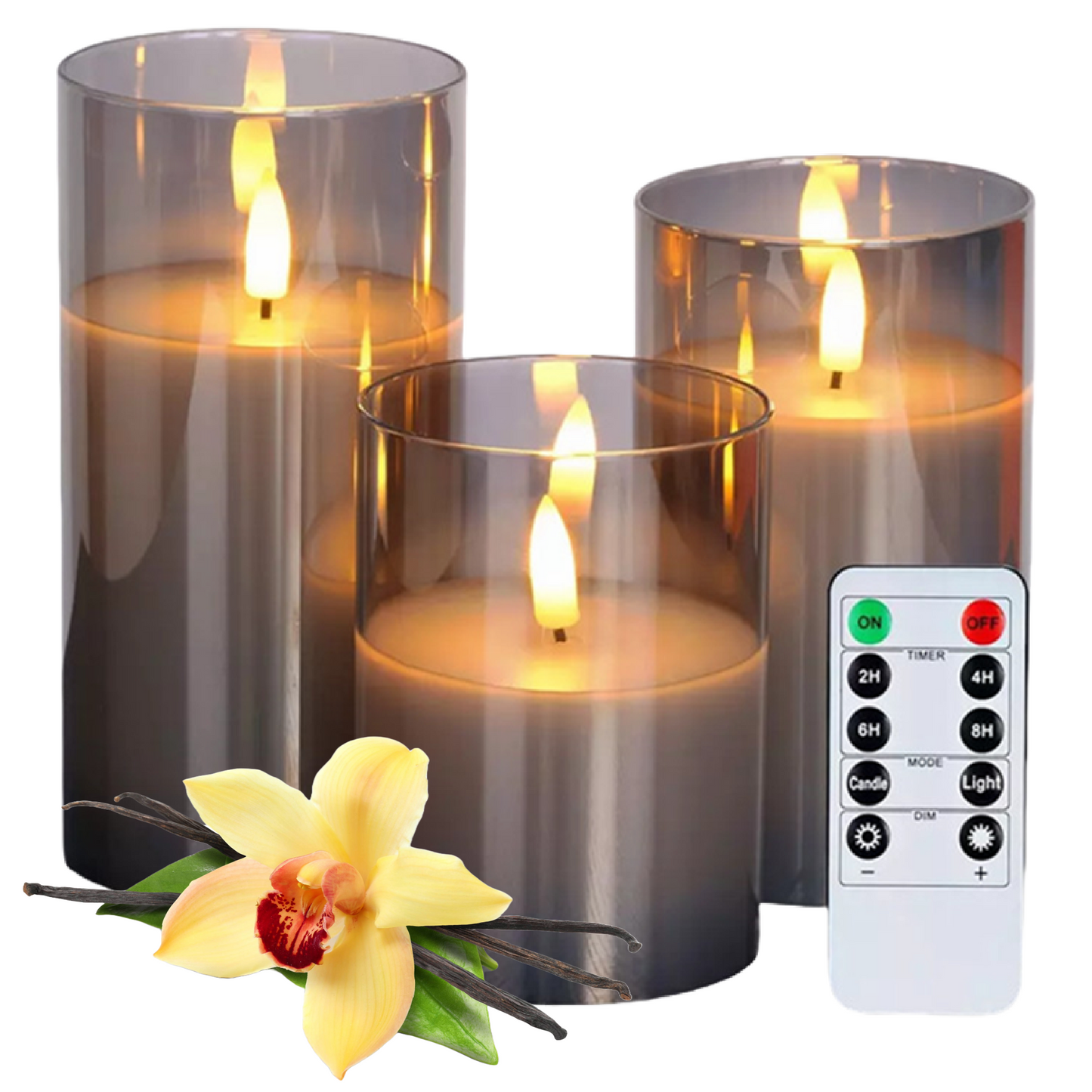 Flameless Scented Led Candles Grey 10 Packs